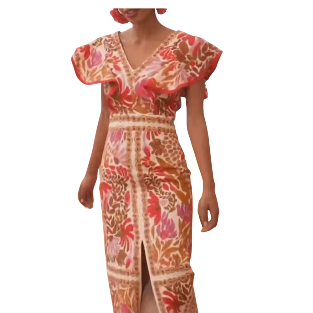 Vestido sin espalda con estampado para mujer