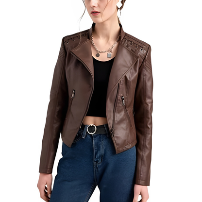 Chaqueta de cuero de moda para mujer