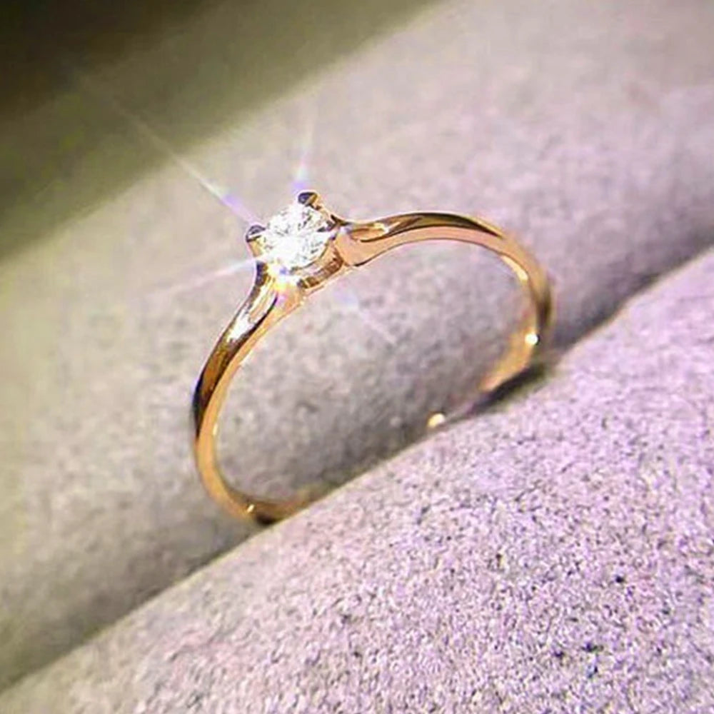 Minimalist Women’s Wedding Band with Cubic Zirconia