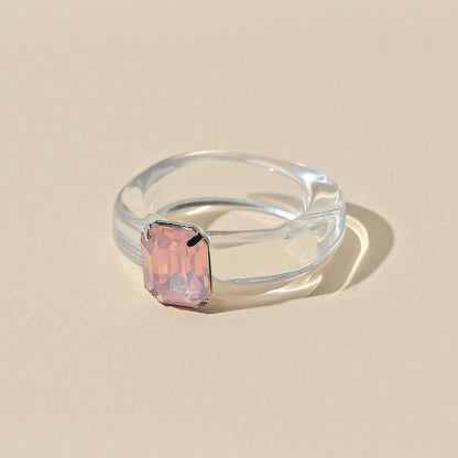 6 Main Stone Color Colorful Geometric Crystal Resin Ring For Women