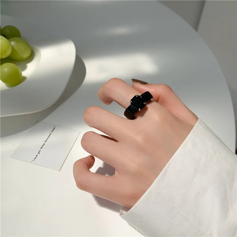 1 Main Stone Color Colorful Geometric Crystal Resin Ring For Women