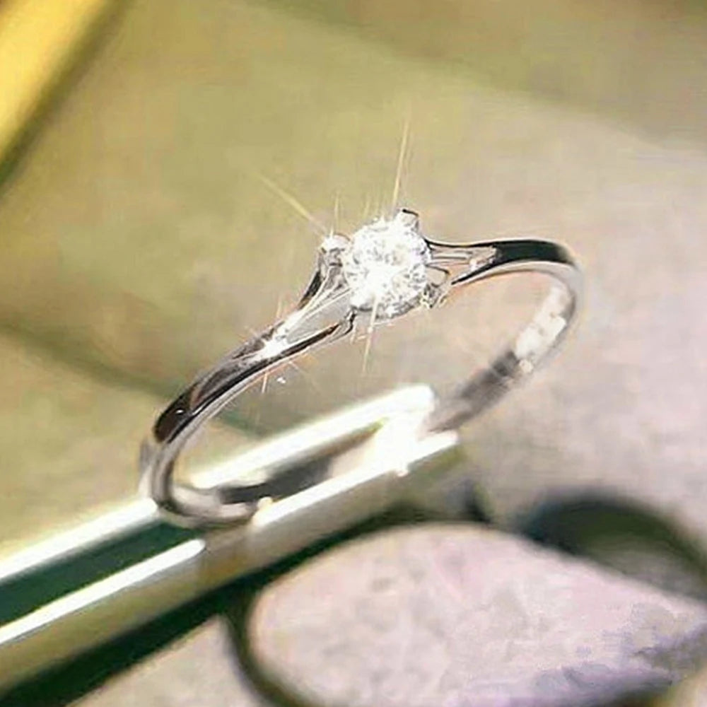 Minimalist Women’s Wedding Band with Cubic Zirconia