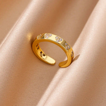 JZ6395G Main Stone Color Zircon Heart Wedding Band For Women Stainless Steel