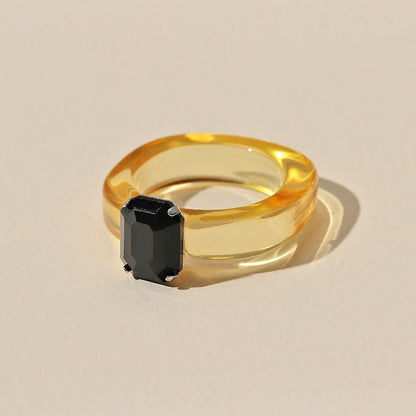 3 Main Stone Color Colorful Geometric Crystal Resin Ring For Women