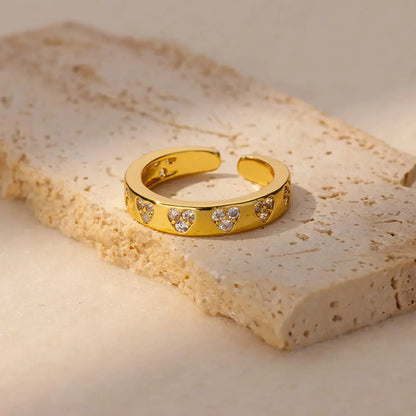 Zircon Heart Wedding Band For Women Stainless Steel