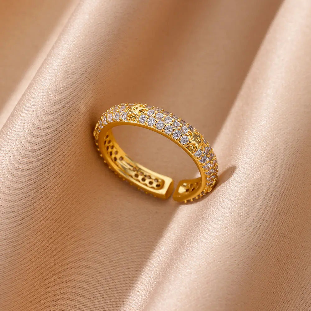 Zircon Heart Wedding Band For Women Stainless Steel