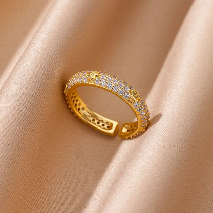 Zircon Heart Wedding Band For Women Stainless Steel