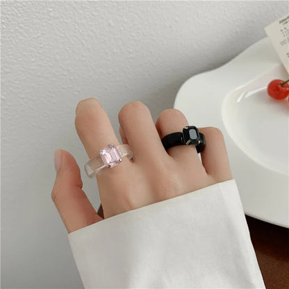 Colorful Geometric Crystal Resin Ring For Women
