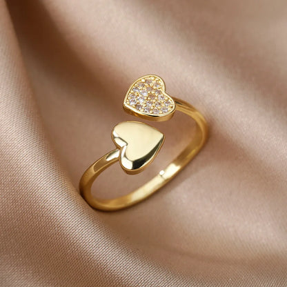 Zircon Heart Wedding Band For Women Stainless Steel