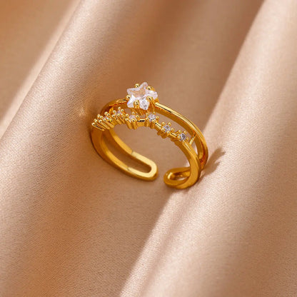 JZ6411G Main Stone Color Zircon Heart Wedding Band For Women Stainless Steel