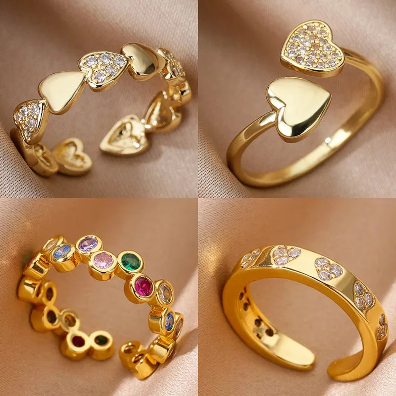 Zircon Heart Wedding Band For Women Stainless Steel
